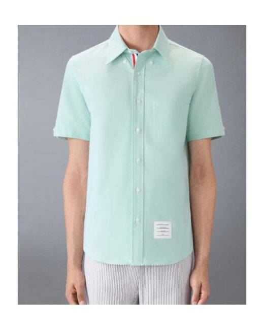 Thom Browne Blue Patch-Pocket Short-Sleeve Shirt for men