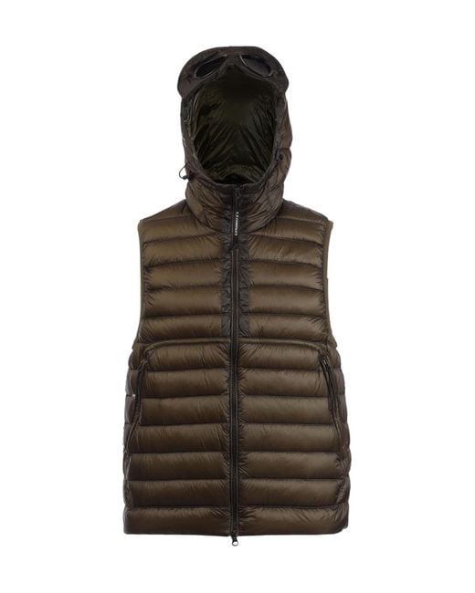 C P Company Brown D.D. Shell Goggle Down Gilet for men