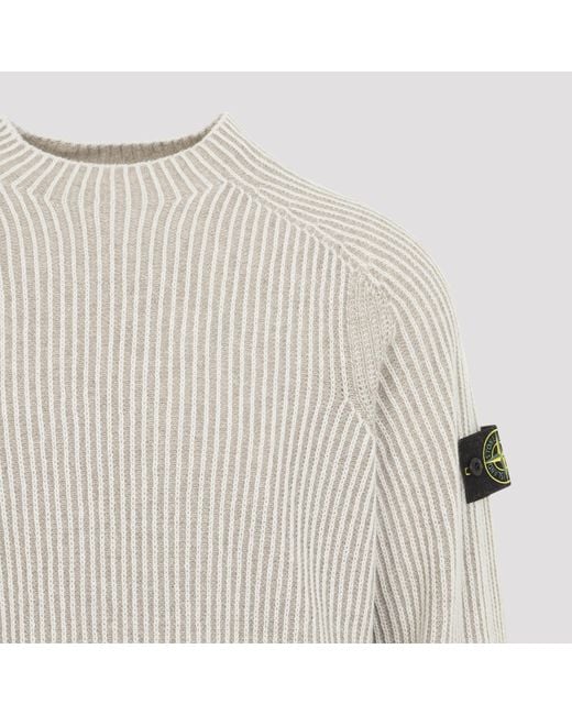 Stone Island White Logo Patch Crewneck Jumper for men