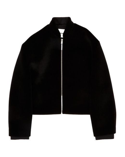 Jil Sander Black Cropped Zipped Bomber Jacket