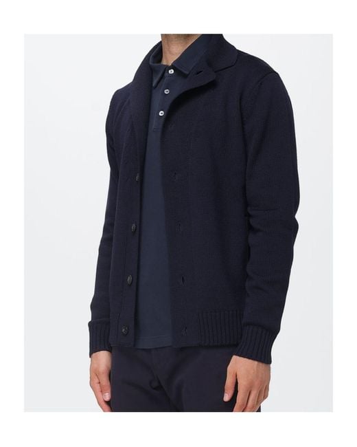 Zanone Blue Long-Sleeve Single-Breasted Cardigan for men