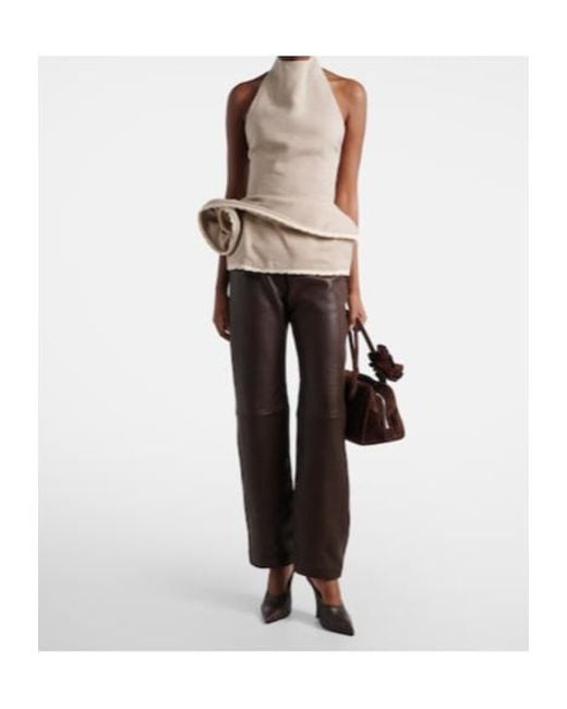 Magda Butrym Brown Leather Straight Pants