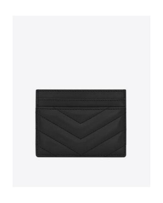 Saint Laurent Black Cassandre Matelassé Card Case