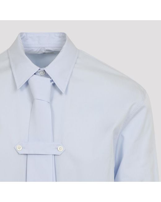 Dries Van Noten Blue Long Sleeve Tie Buttoned Shirt for men