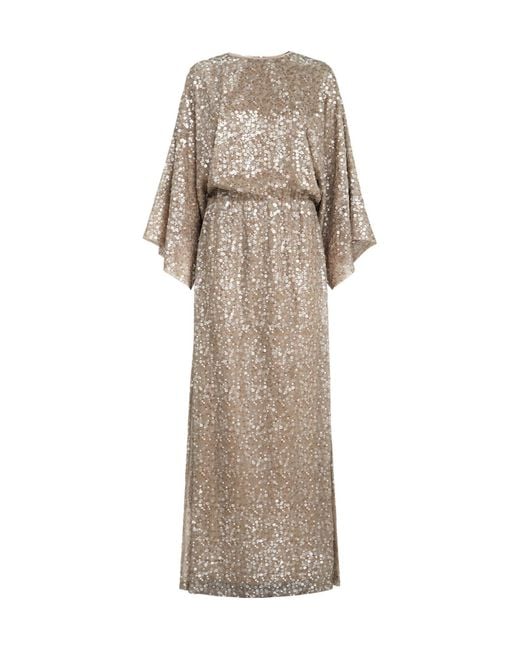 Brunello Cucinelli Natural Sequin-Embellishment Maxi Dress
