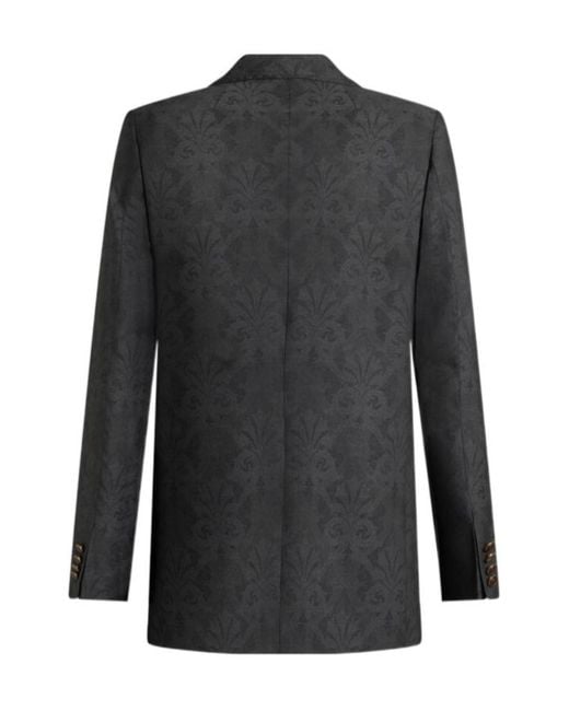 Etro Black Pattern-Jacquard Single-Breasted Tailored Blazer