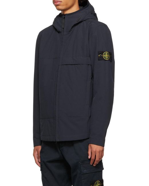 Stone Island Blue Hoded Zipper Casual Jacket for men