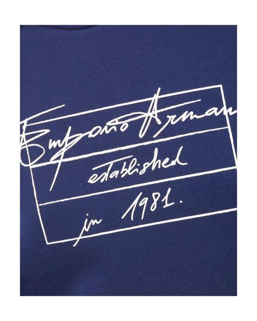 Emporio Armani Blue Signature Logo-Print Long-Sleeve Sweatshirt