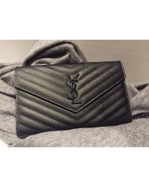 Saint Laurent Black Monogram Logo Plaque Shoulder Bag