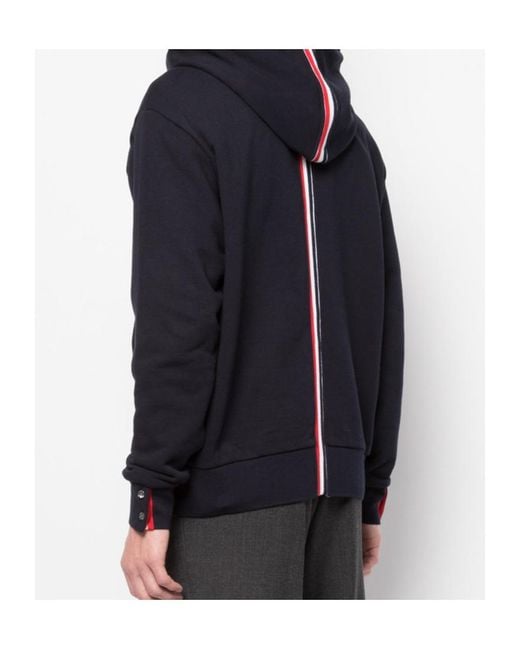 Thom Browne Blue Striped Drawstring Hoodie for men
