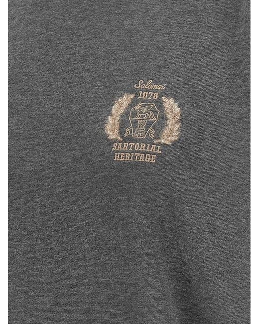 Brunello Cucinelli Gray Logo Embroidered Sweatshirt