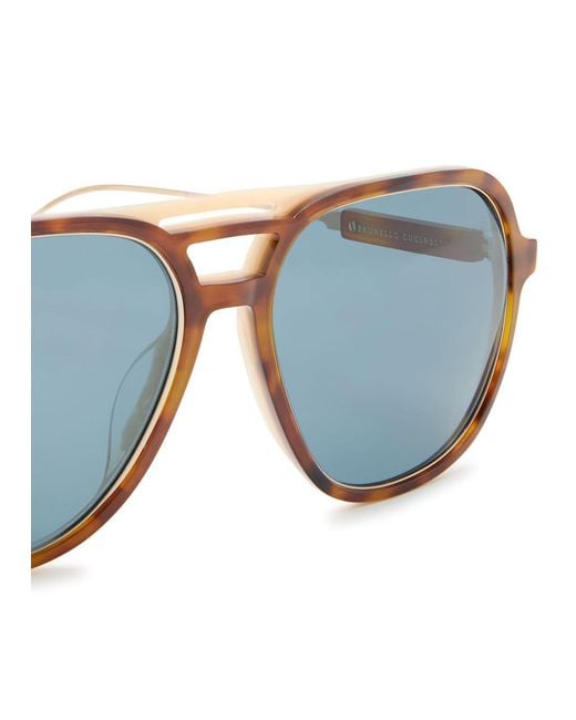 Brunello Cucinelli Blue Aviator-Style Sunglasses for men