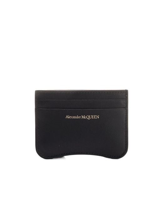 McQueen Black The Seal Logo Embossed Cardholder