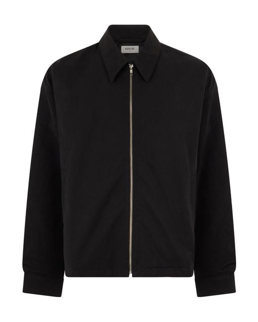 Agolde Black Zip-Front Cotton Shirt for men