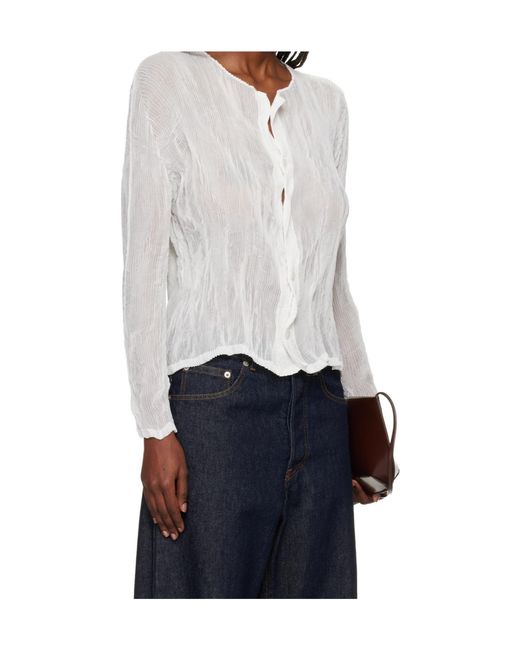 Issey Miyake White Button-Down Long-Sleeved Knitwear