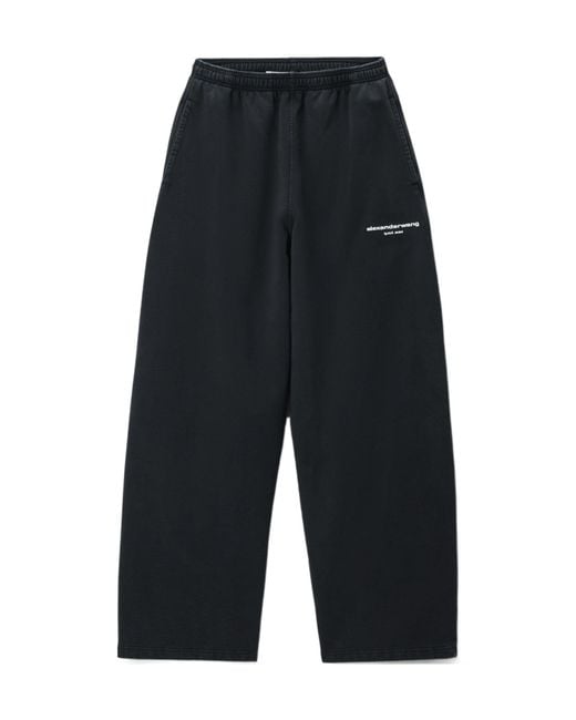 Alexander Wang Blue Logo-Print Mid-Rise Relaxed Sweatpants
