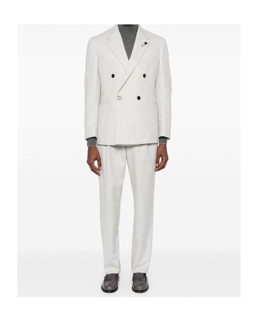 Lardini White Logo-Brooch Suit for men