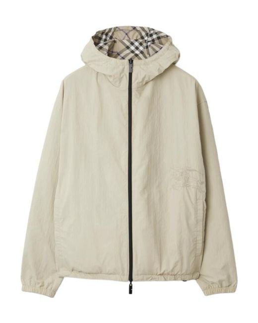 Burberry Gray Equestrian Knight Check Hooded for men