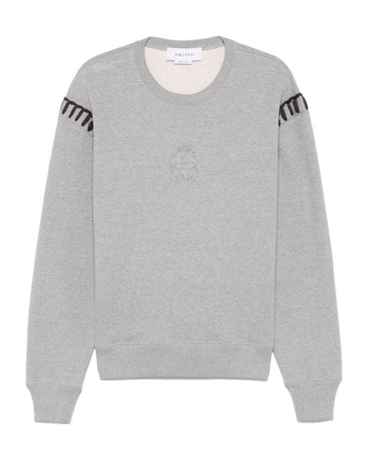McQueen Gray Skull Sweatshirt for men