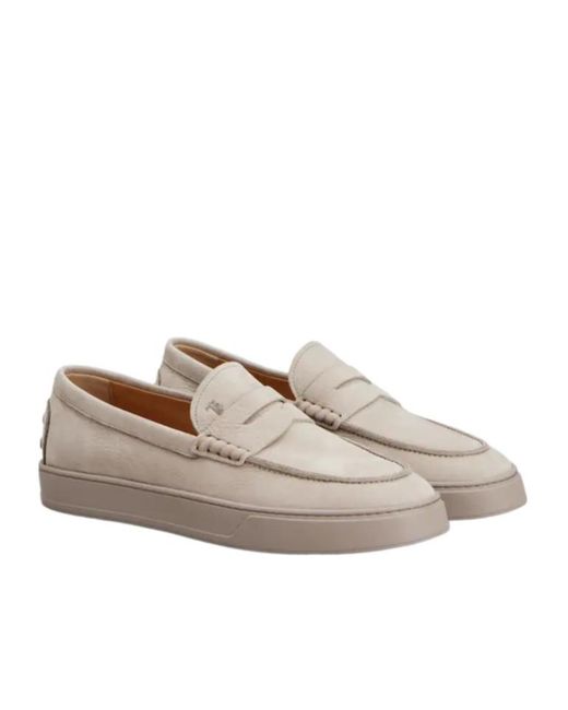 Tod's Gray Penny Suede Loafers for men