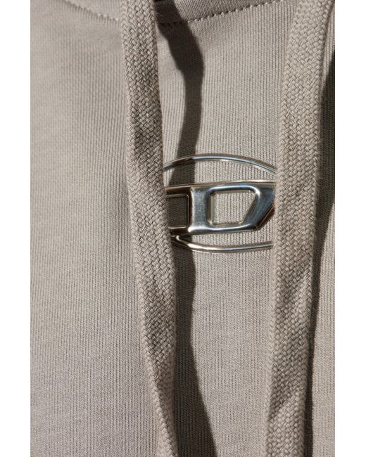 DIESEL Gray Macs-Hood-Od Hoodie for men