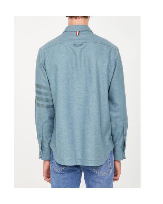Thom Browne Blue 4-Bar Shirt Jacket for men