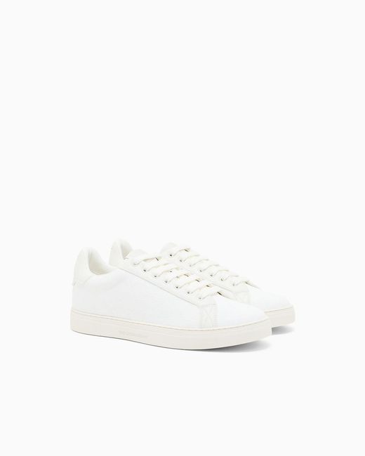 Emporio Armani White Lace-Up Low-Top Sneakers for men