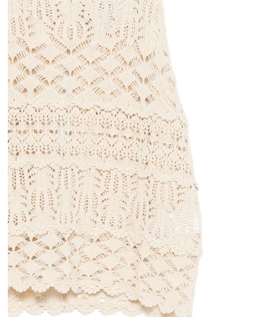 Semicouture Natural Openwork Sleeveless Top