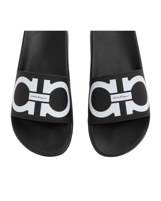 Ferragamo Black Ferragamo Gancini Slides