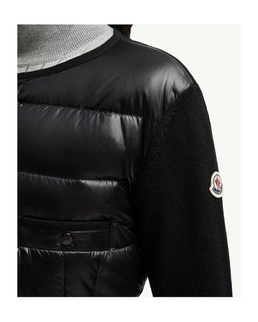 Moncler Black Logo Patch Quilted Cardigan