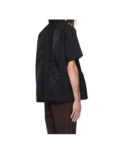 Sacai Black Pleated Shirt for men