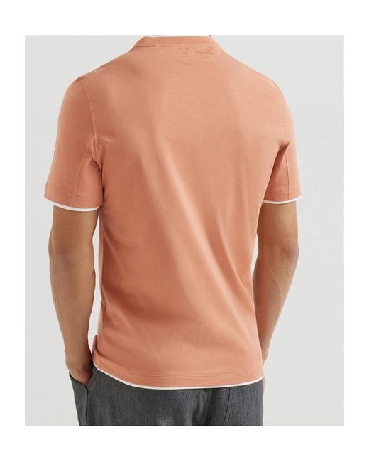 Brunello Cucinelli Brown Short Sleeved Crewneck T-Shirt for men