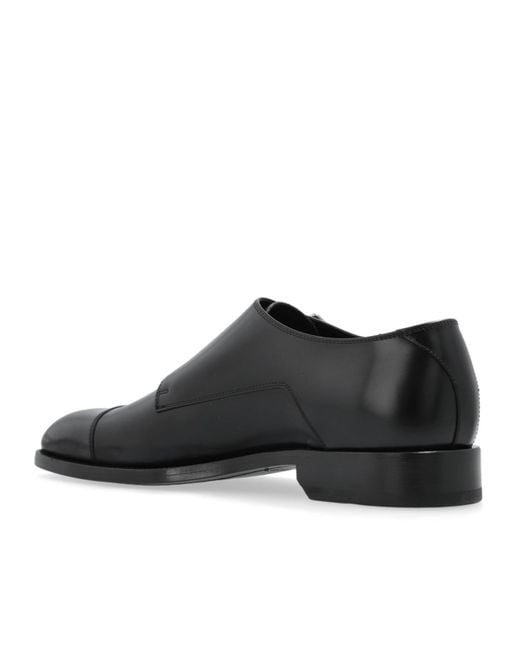 Jimmy Choo Black Finnion Monkstrap Derby Shoes for men