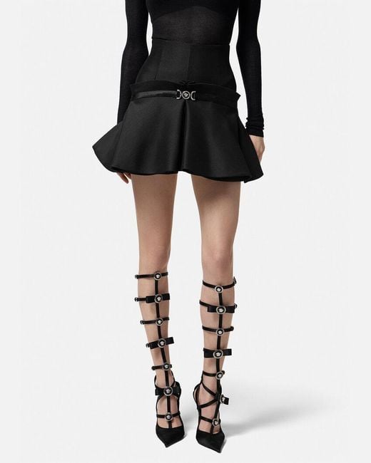 Versace Black Medusa Head Motif High-Waist Mini Skirt