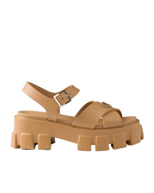 Prada Brown Monolith Rubber Sandals