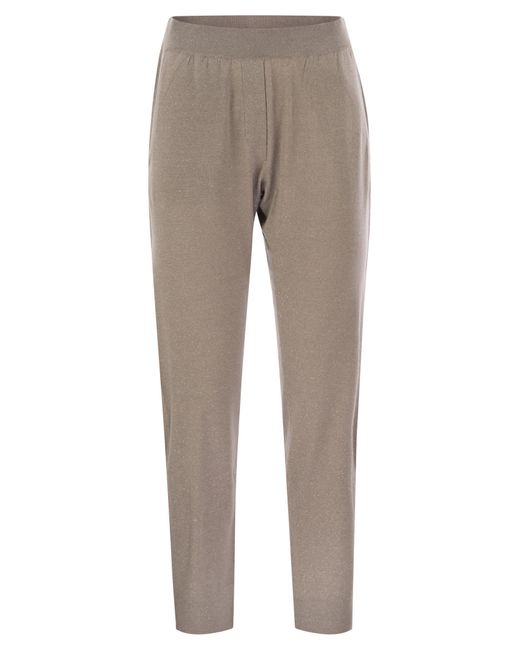 Brunello Cucinelli Gray Sparkling Lightweight Cashmere And Silk Trousers