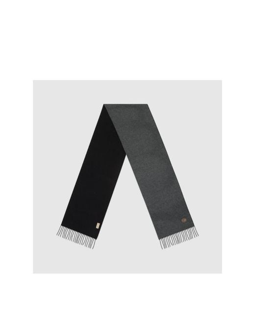 Gucci Gray Logo Patch Fringed Scarf for men