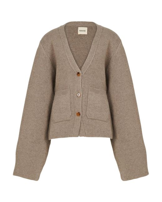 Khaite Natural V-Neck Knitted Cardigan
