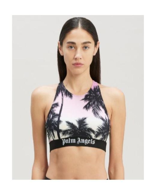 Palm Angels Black Sunset Printed Sport Top