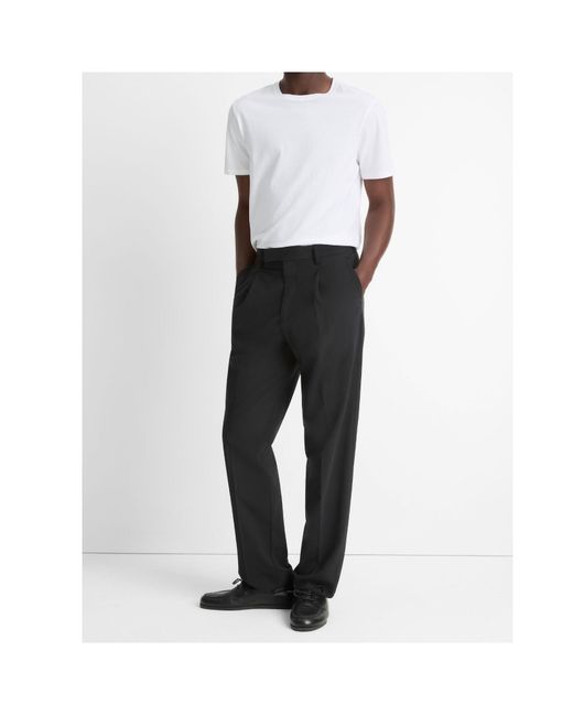 Vince Black Pleated-Front Trousers for men