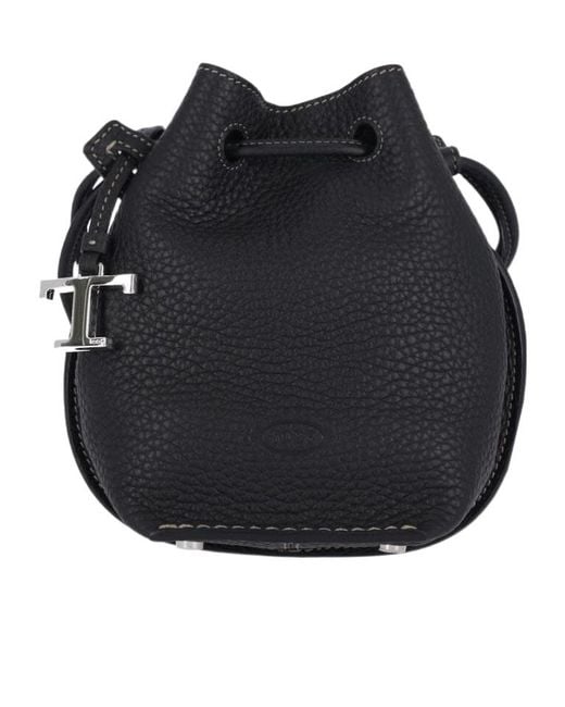 Tod's Black Drawstring Bucket Bag