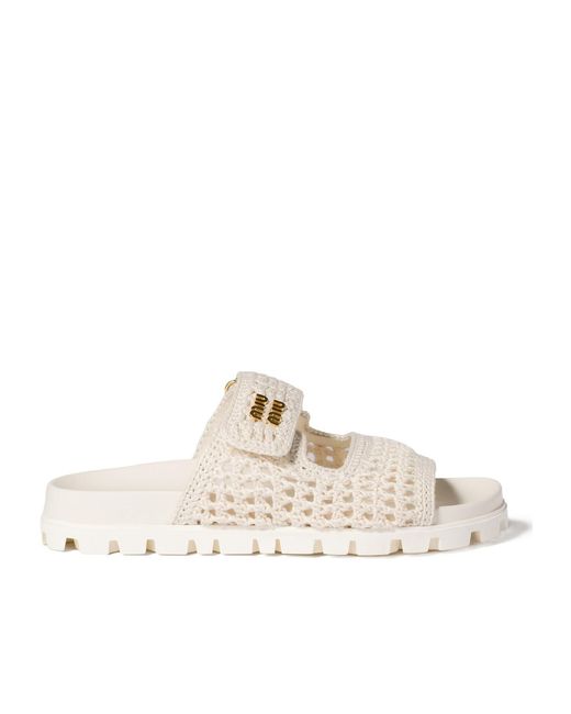 Miu Miu Natural Crochet Sandals