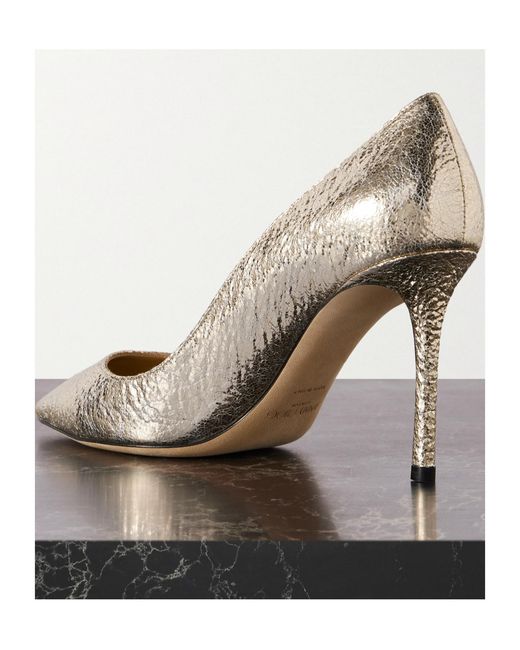 Jimmy Choo Romy Metallic Pleated High Heels