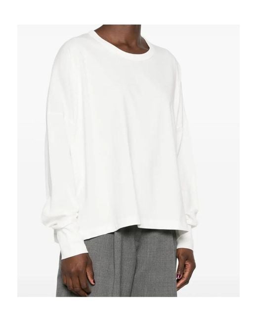 Studio Nicholson White Loop Oversized Long Sleeve Top