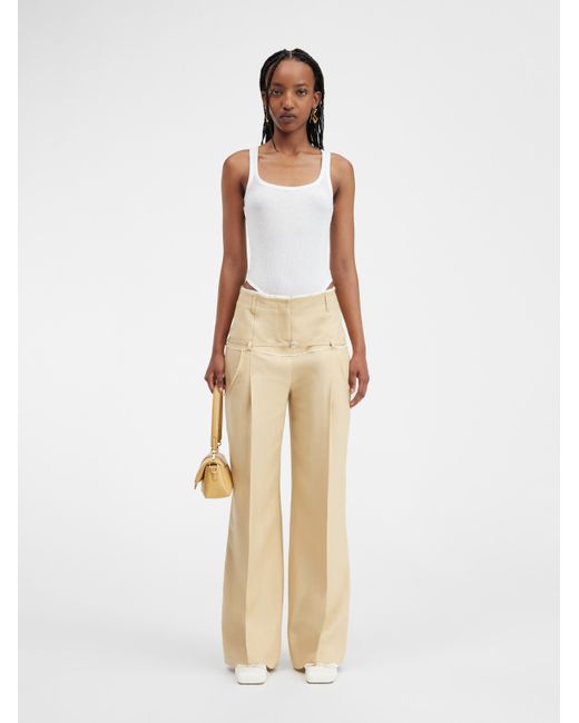 Jacquemus Natural Belted Wide-Leg Pants
