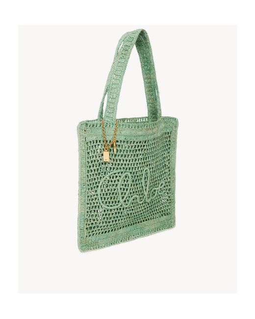 Chloé Green Chloé Summer Banana Logo Detailed Tote Bag