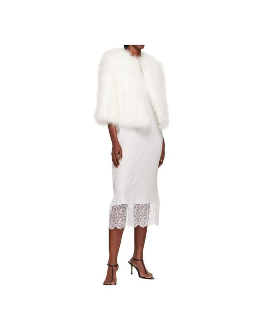 Yves Salomon White Short Feather Jacket