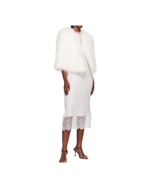 Yves Salomon White Short Feather Jacket