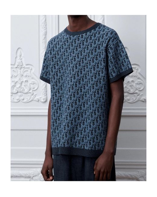 Dior Blue Iviera Oblique T-Shirt, Regular Fit for men