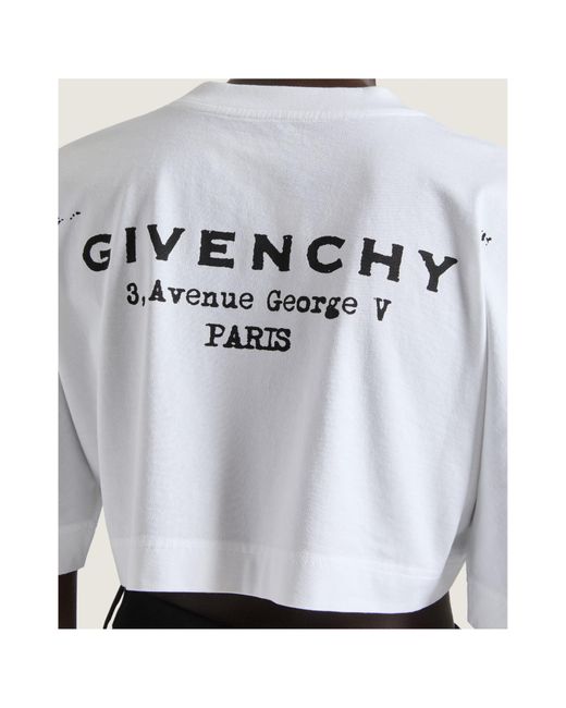 Givenchy White Logo Printed Cropped T-Shirt